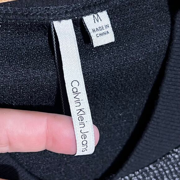 Calvin Klein Jeans Black Textured Knit Bomber Jacket Size M - Picture 5 of 6